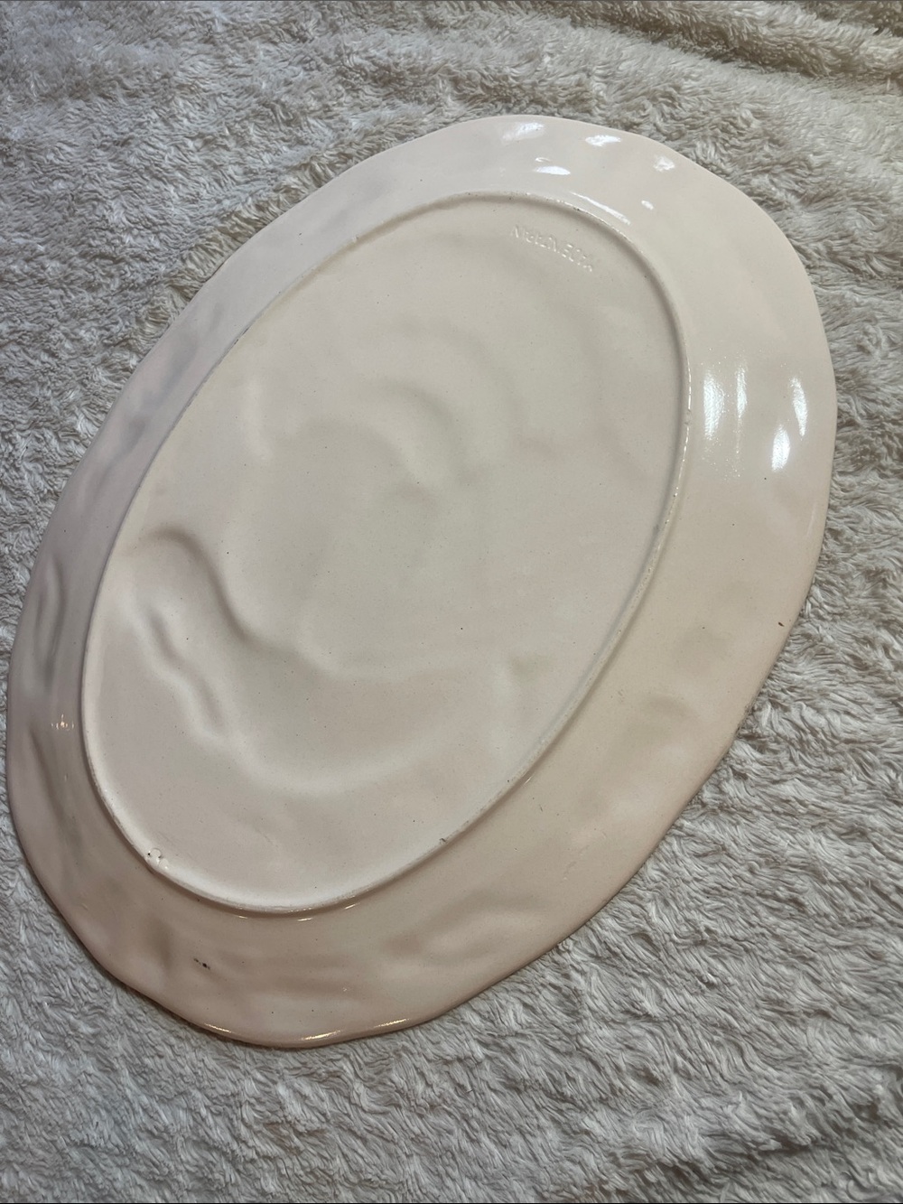Vintage hand, painted Turkey Ceramic Platter - Cream Base with Multicolor - Picture 4 of 6